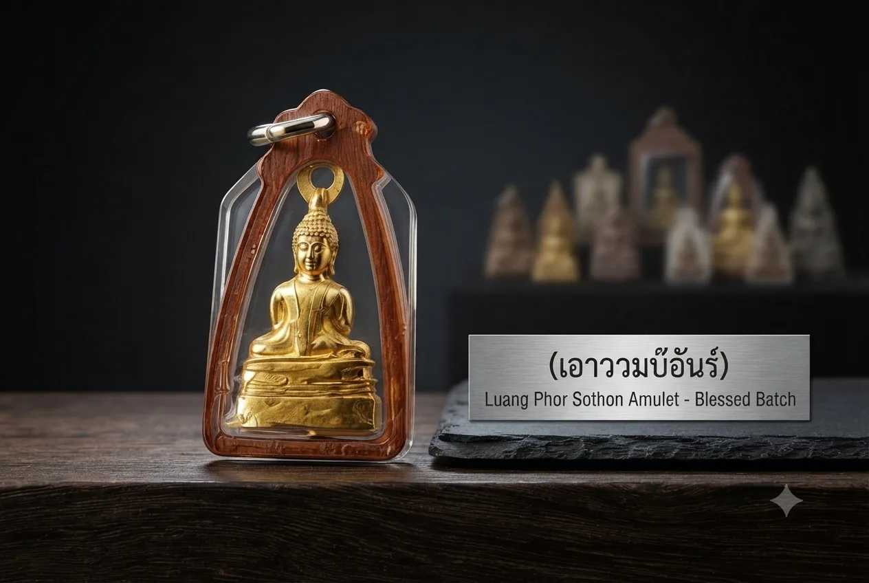 Phra Kring Thai Buddhist amulet depicting a seated Buddha in a traditional three-dimensional metal form.