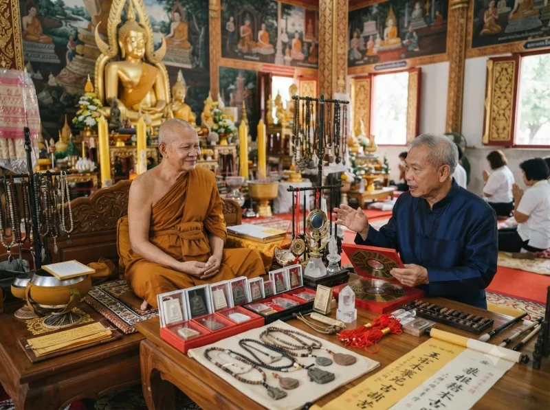 Famous Thai Buddhist monks including Somdej Toh, Luang Pu Tuad and other legendary meditation masters associated with Thai sacred amulets.